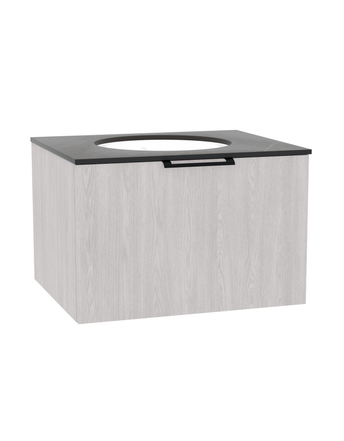 WOODEN CLASSIC Szafka drewniana wisząca  100cm z blatem i umywalką podblatową - komplet, Dąb Bielony, na wymiar, Imperium