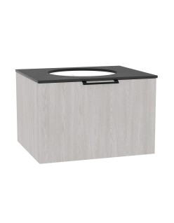 WOODEN CLASSIC Szafka drewniana wisząca  60cm z blatem i umywalką podblatową - komplet, Dąb Bielony, na wymiar, Imperium