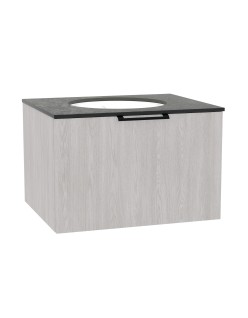 WOODEN CLASSIC Szafka drewniana wisząca  60cm z blatem i umywalką podblatową - komplet, Dąb Bielony, na wymiar, Imperium