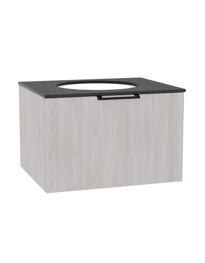WOODEN CLASSIC Szafka drewniana wisząca 50cm z blatem i umywalką podblatową - komplet, Dąb Bielony, na wymiar, Imperium
