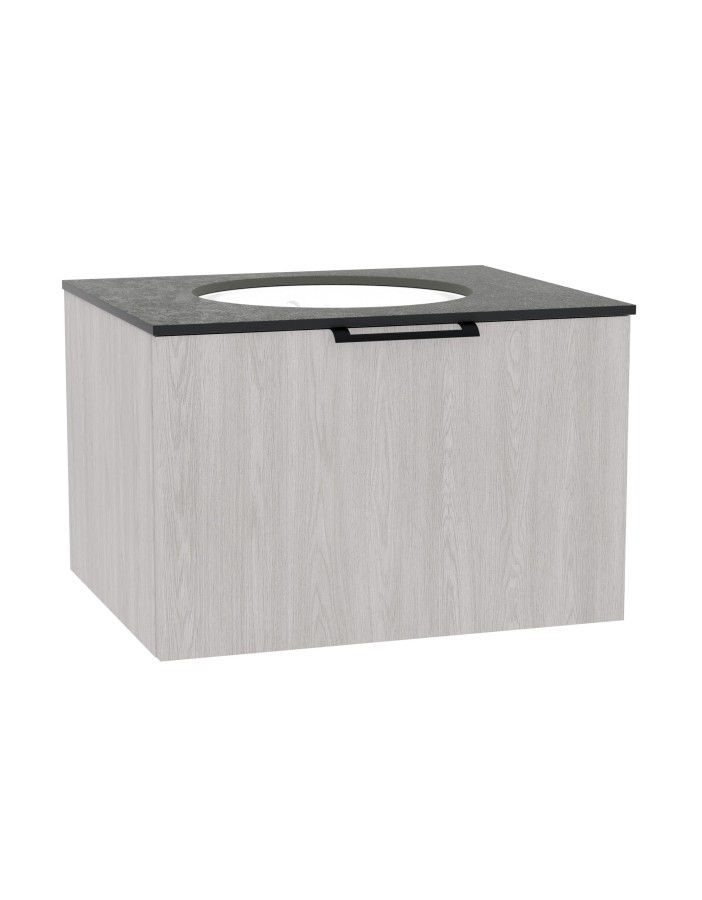 WOODEN CLASSIC Szafka drewniana wisząca 50cm z blatem i umywalką podblatową - komplet, Dąb Bielony, na wymiar, Imperium
