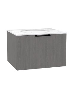 WOODEN CLASSIC Szafka drewniana wisząca  100cm z blatem i umywalką podblatową - komplet, Dąb Mglisty, na wymiar, Imperium