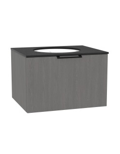 WOODEN CLASSIC Szafka drewniana wisząca 50cm z blatem i umywalką podblatową - komplet, Dąb Mglisty, na wymiar, Imperium