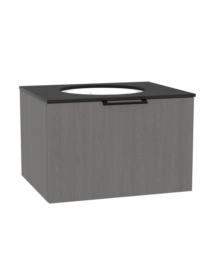 WOODEN CLASSIC Szafka drewniana wisząca 50cm z blatem i umywalką podblatową - komplet, Dąb Mglisty, na wymiar, Imperium