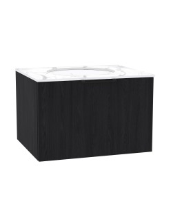 WOODEN Szafka drewniana wisząca Dąb Naturalny z blatem i umywalką podblatową - komplet, 50cm, Lamele, na wymiar, Imperium
