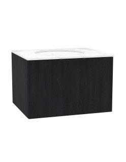 WOODEN CLASSIC Szafka drewniana wisząca 80cm z blatem i umywalką podblatową - komplet, Dąb Węgiel, na wymiar, Imperium