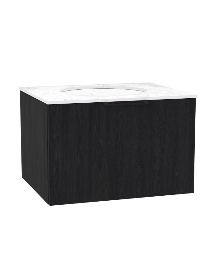 WOODEN CLASSIC Szafka drewniana wisząca 80cm z blatem i umywalką podblatową - komplet, Dąb Węgiel, na wymiar, Imperium