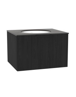 WOODEN Szafka drewniana wisząca Dąb Naturalny z blatem i umywalką podblatową - komplet, 50cm, Lamele, na wymiar, Imperium