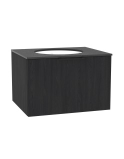 WOODEN Szafka drewniana wisząca Dąb Naturalny z blatem i umywalką podblatową - komplet, 50cm, Lamele, na wymiar, Imperium