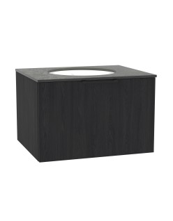 WOODEN Szafka drewniana wisząca Dąb Naturalny z blatem i umywalką podblatową - komplet, 50cm, Lamele, na wymiar, Imperium